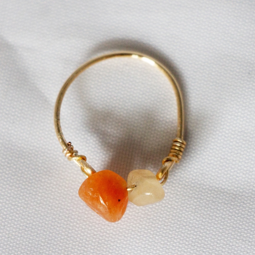 Double Sunstone Gold Ring - Picture 2 of 3